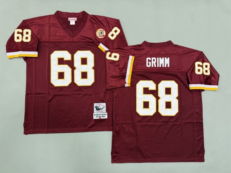 Men 2025 Washington Redskins 68 Grimm red Throwback Limited NFL Jersey style 002
